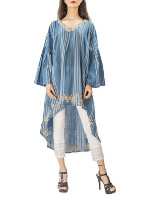 Asymmetric embroidered kurta - 15431007 - Standard Image - 1