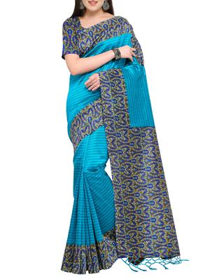 chevron printed mysore silk saree with tassels with blouse - 15431082 - Standard Image - 1