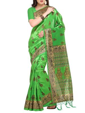 abstract printed mysore silk saree with tassels with blouse - 15431085 - Standard Image - 1