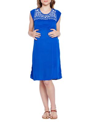embroidered tie up back maternity dress - 15431224 - Standard Image - 1