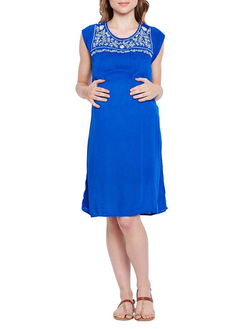 embroidered tie up back maternity dress - 15431224 - Zoom Image - 1