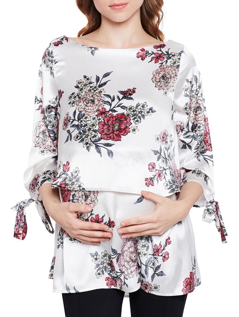 floral layered maternity tunic - 15431231 - Zoom Image - 1