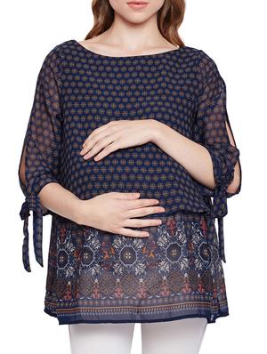 printed layered maternity tunic - 15431232 - Standard Image - 1