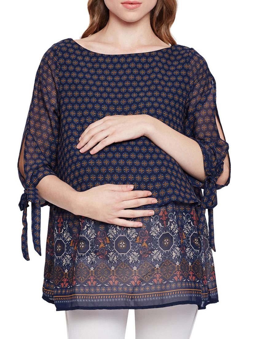 printed layered maternity tunic - 15431232 - Zoom Image - 1