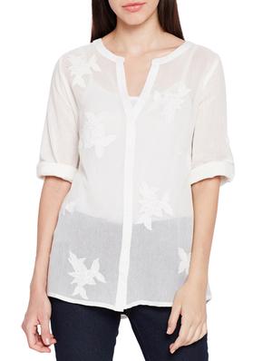 mesh button down embroidered shirt - 15431239 - Standard Image - 1