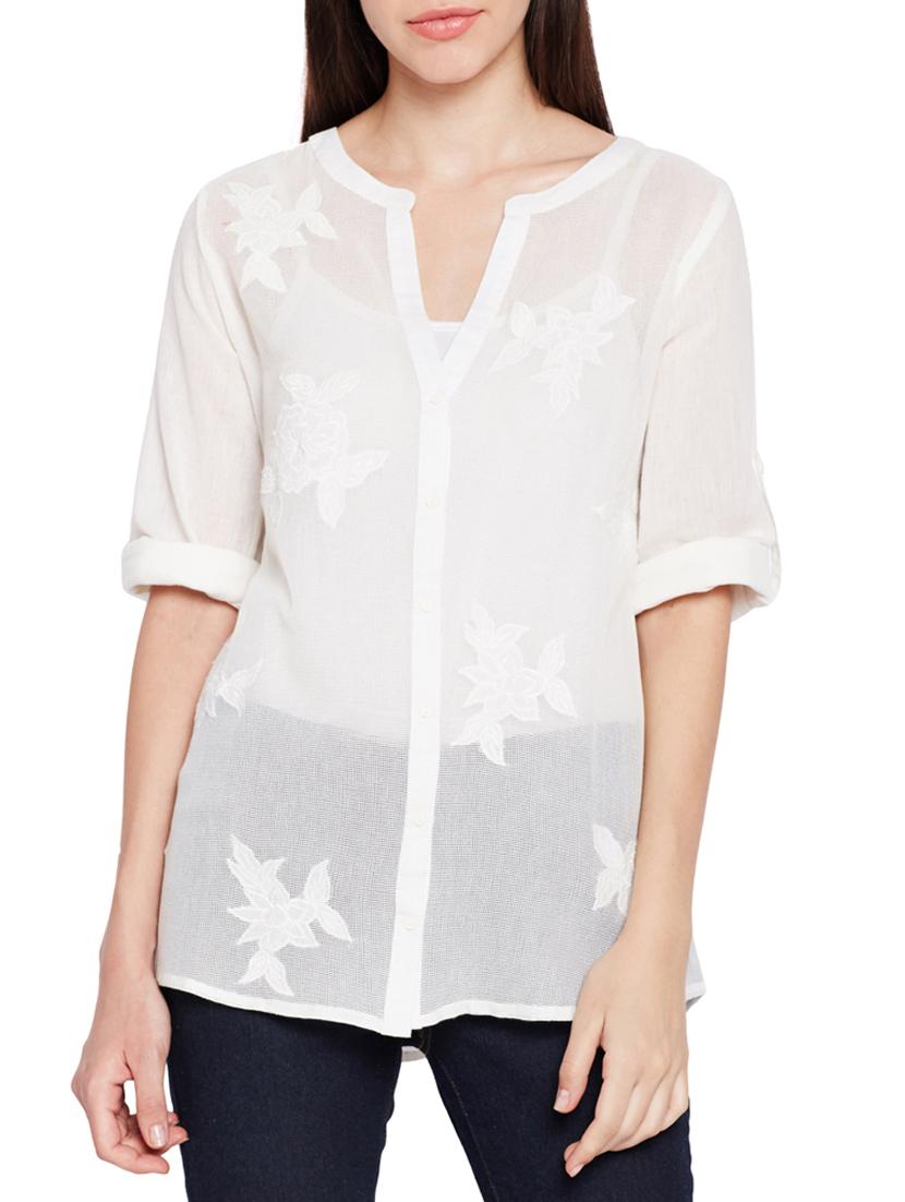 mesh button down embroidered shirt - 15431239 - Zoom Image - 1