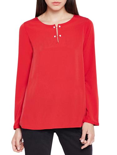 button detail neck solid top - 15431278 - Very Small Image - 1