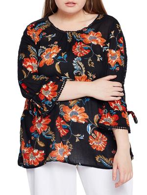 floral lace detail plus top - 15431303 - Standard Image - 1