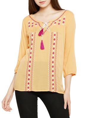 tie-up neck embroidered top - 15431321 - Standard Image - 1