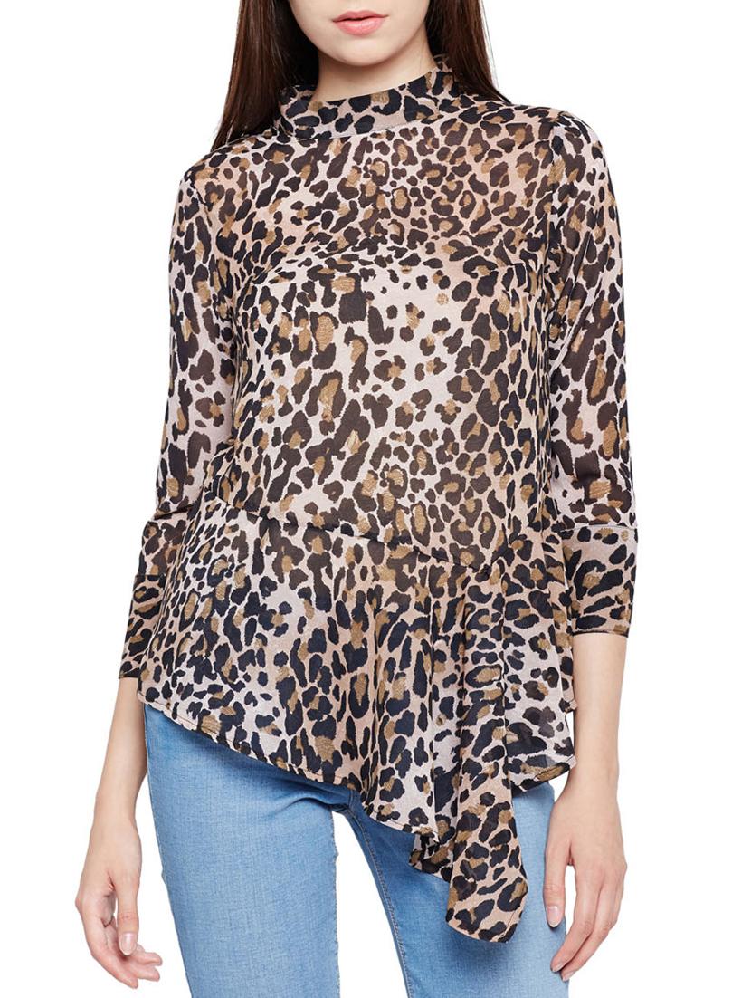 animal print mock neck top - 15431331 - Zoom Image - 1