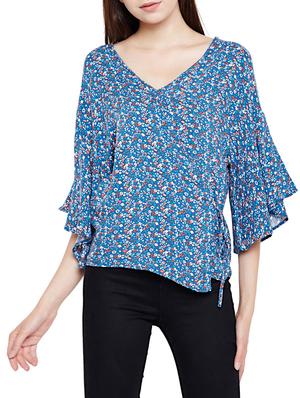 flared sleeve wrap top - 15431342 - Standard Image - 1