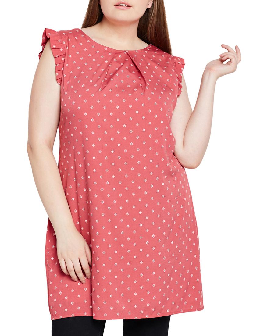 printed frill detail plus tunic - 15431366 - Zoom Image - 1