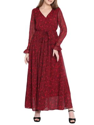 paisley printed belted maxi dress - 15431588 - Standard Image - 1