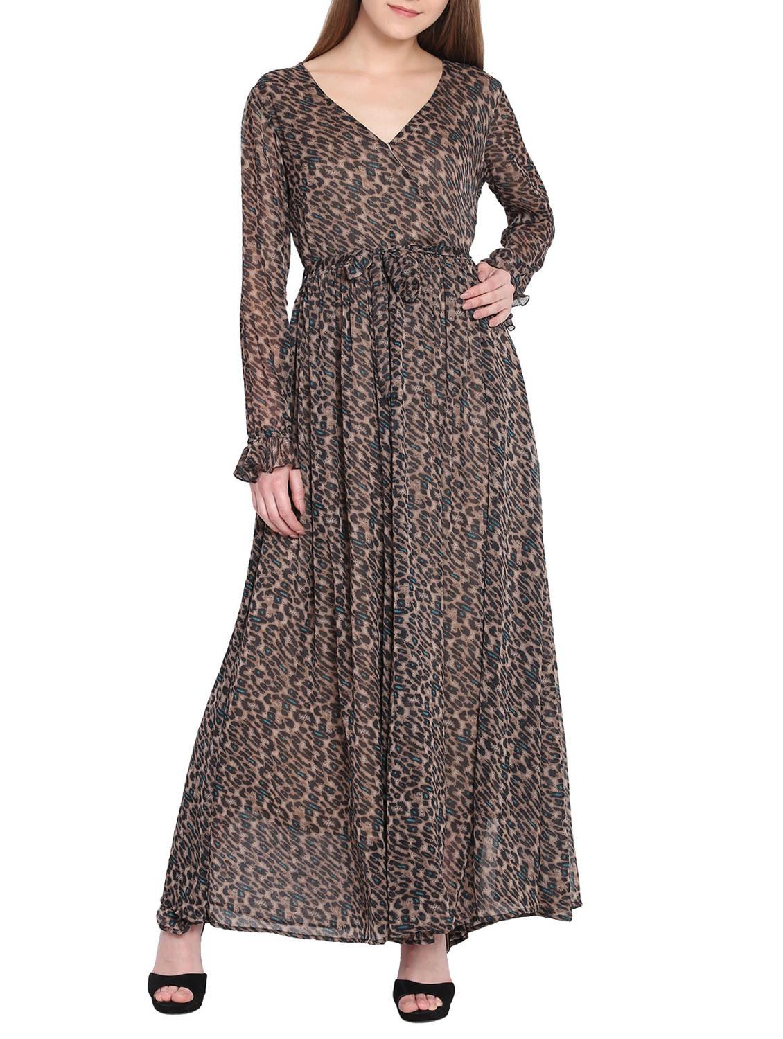 printed belted maxi dress - 15431590 - Zoom Image - 1