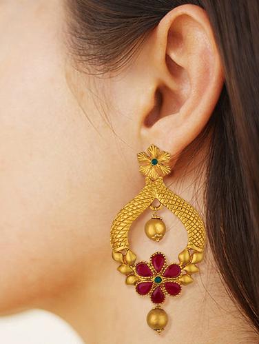 gold brass drop earrings - 15431709 - Very Small Image - 1
