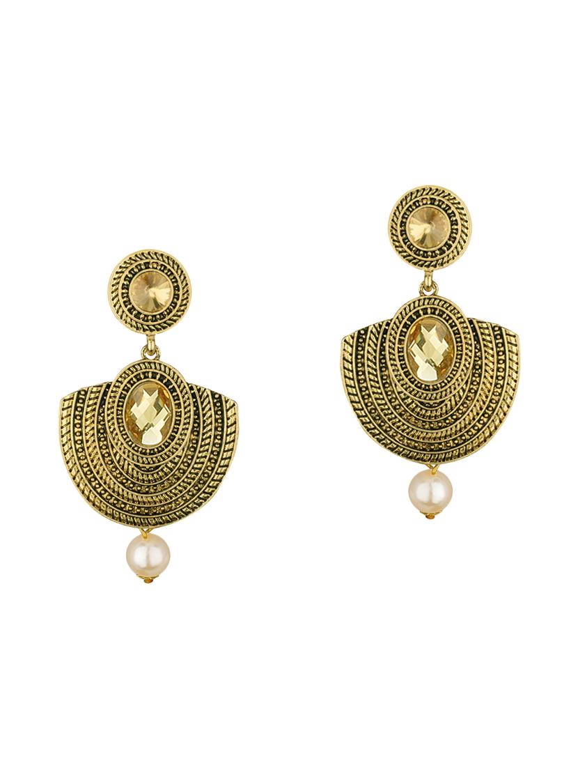 gold metal drop earrings - 15431726 - Zoom Image - 2