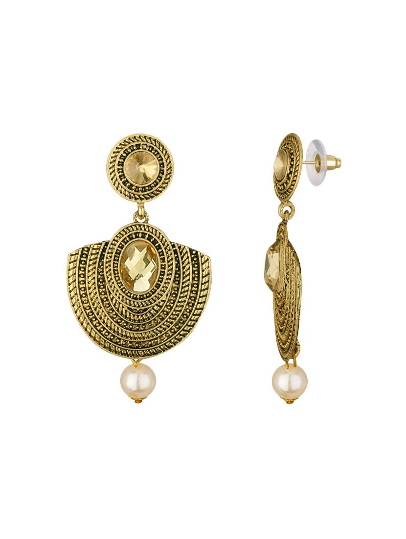gold metal drop earrings - 15431726 - Zoom Image - 3