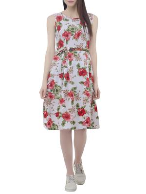 floral belted sleeveless dress - 15431749 - Standard Image - 1
