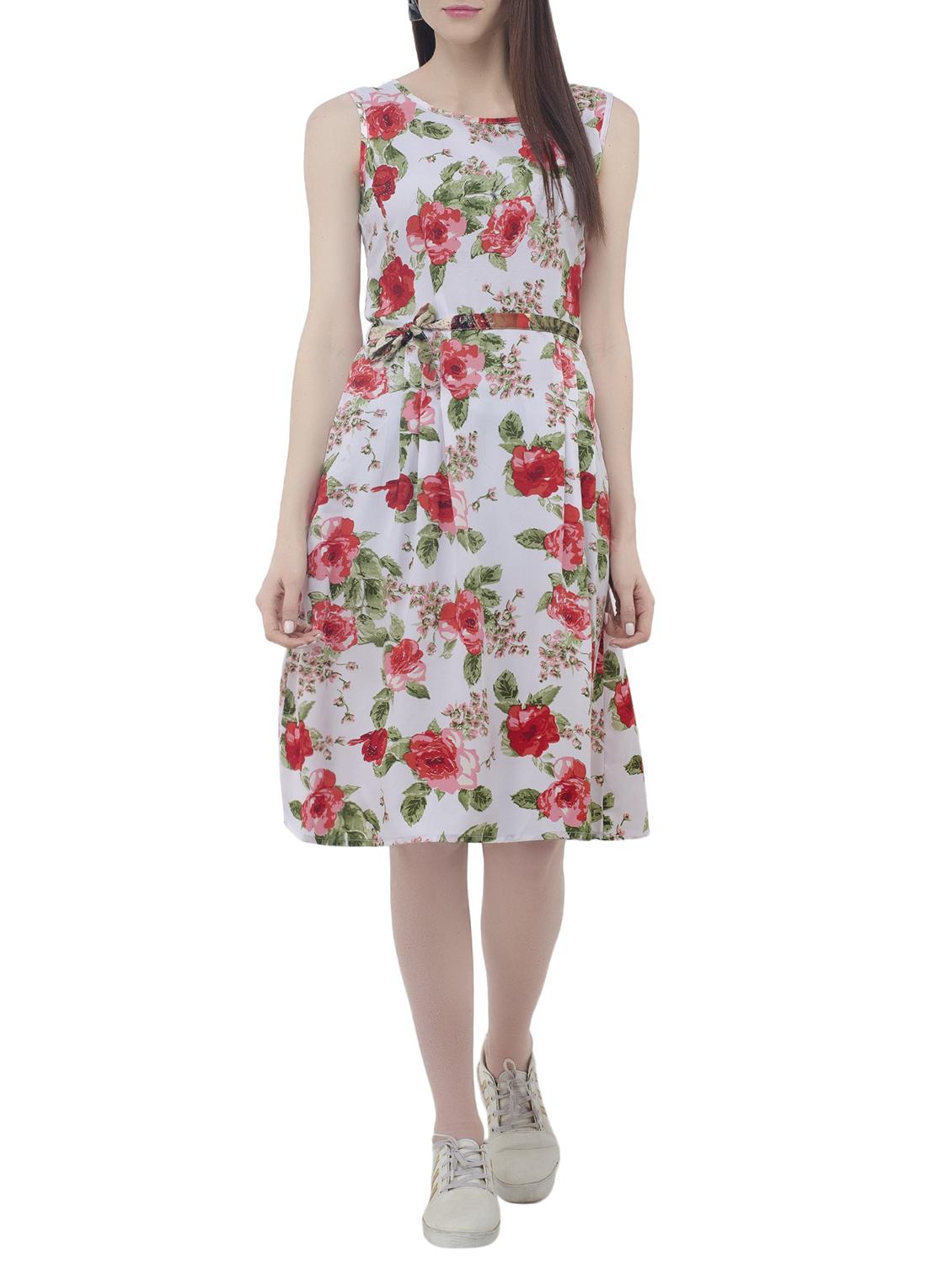 floral belted sleeveless dress - 15431749 - Zoom Image - 1