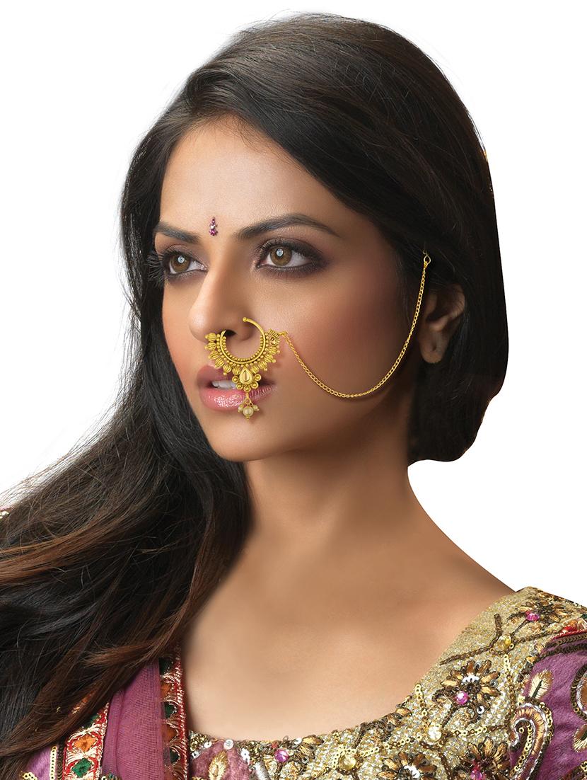 gold metal nose pin - 15431852 - Zoom Image - 1