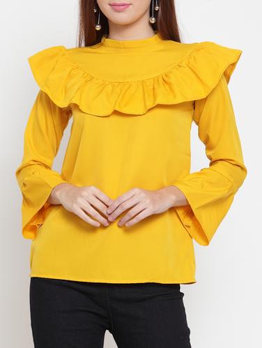 mock neck ruffled top - 15431881 - Very Small Image - 1