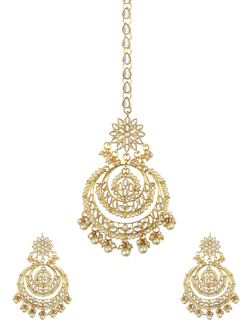 earrings & maangteeka set - 15431898 - Zoom Image - 1