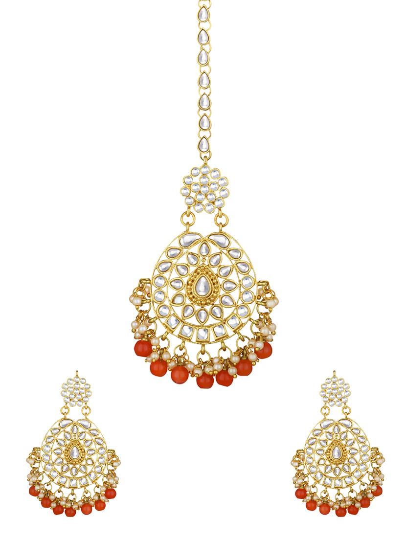 earrings & maangteeka set - 15431900 - Zoom Image - 1