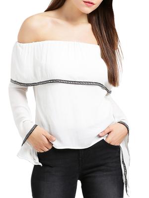 off shoulder laced layered top - 15432373 - Standard Image - 1