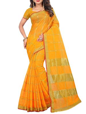 zari checkered woven saree with blouse - 15432635 - Standard Image - 1