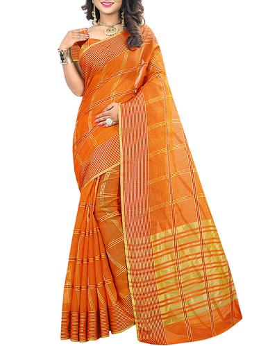 zari checkered woven saree with blouse - 15432640 - Very Small Image - 1