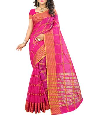 zari checkered woven saree with blouse - 15432641 - Standard Image - 1