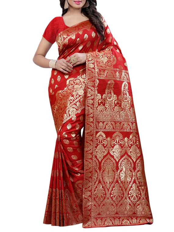 silver zari banarasi saree with blouse - 15432668 - Zoom Image - 1