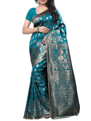 silver zari banarasi saree with blouse - 15432675 - Standard Image - 1