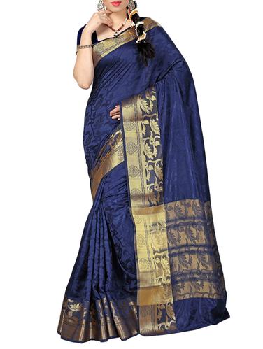 paisley zari border banarasi saree with blouse - 15432698 - Very Small Image - 1