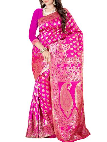 paisley motif banarasi saree with blouse - 15432699 - Very Small Image - 1