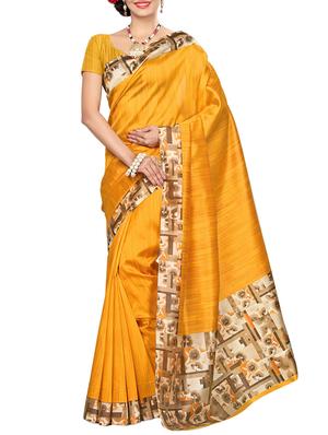 floral border printed bhagalpuri saree with blouse - 15432844 - Standard Image - 1