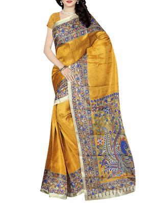 kalamkari printed border bhagalpuri saree with blouse - 15432860 - Standard Image - 1