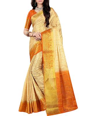 contrast zari border kanjivaram saree with blouse - 15432952 - Standard Image - 1