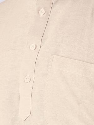 beige khadi cotton short kurta - 15433050 - Standard Image - 4