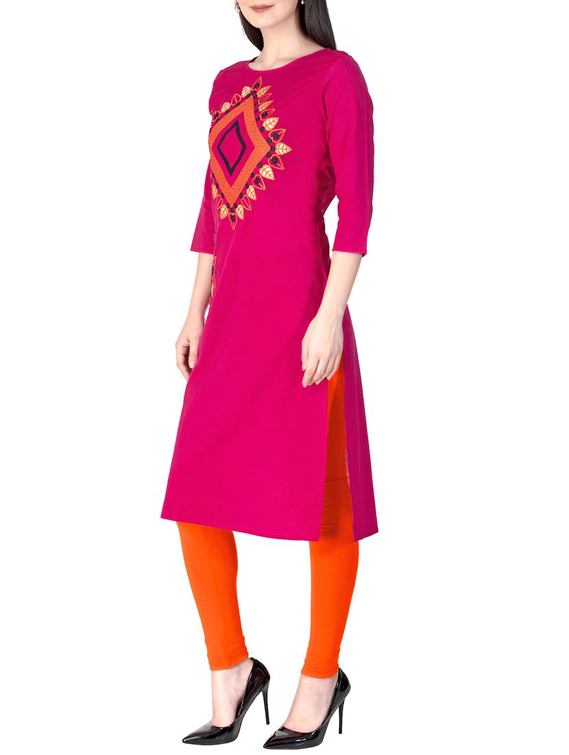 straight embroidered kurta - 15433171 - Zoom Image - 2