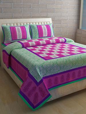 COTTON DOUBLE BED SHEET WITH 2 PILLOW COVERS - 15433199 - Standard Image - 1