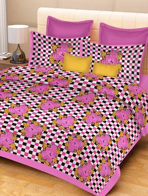 COTTON DOUBLE BED SHEET WITH 2 PILLOW COVERS - 15433203 - Standard Image - 1
