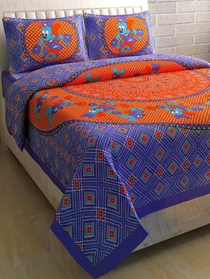 COTTON DOUBLE BED SHEET WITH 2 PILLOW COVERS - 15433214 - Standard Image - 1