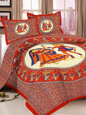 COTTON DOUBLE BED SHEET WITH 2 PILLOW COVERS - 15433222 - Standard Image - 1
