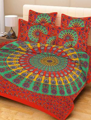 COTTON DOUBLE BED SHEET WITH 2 PILLOW COVERS - 15433223 - Standard Image - 1