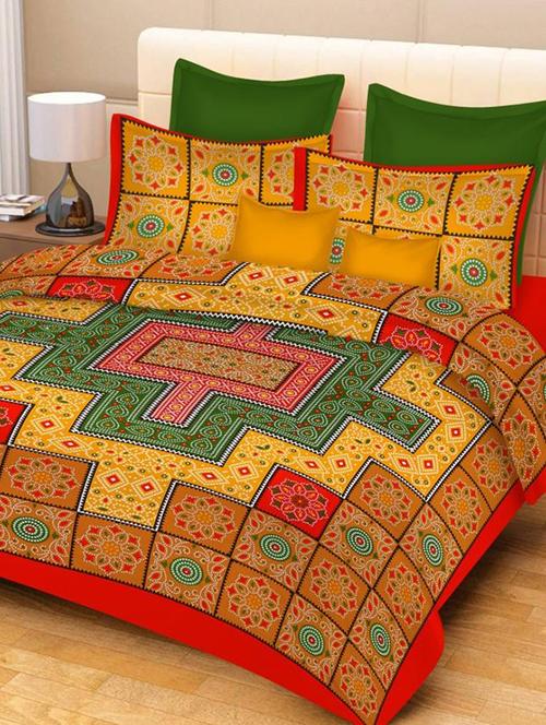 COTTON DOUBLE BED SHEET WITH 2 PILLOW COVERS - 15433227 - Standard Image - 1