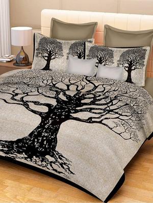 COTTON DOUBLE BED SHEET WITH 2 PILLOW COVERS - 15433255 - Standard Image - 1