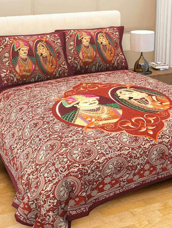COTTON DOUBLE BED SHEET WITH 2 PILLOW COVERS - 15433259 - Zoom Image - 1