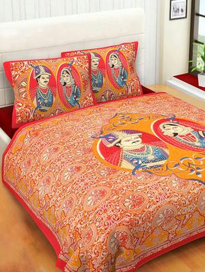 COTTON DOUBLE BED SHEET WITH 2 PILLOW COVERS - 15433260 - Standard Image - 1