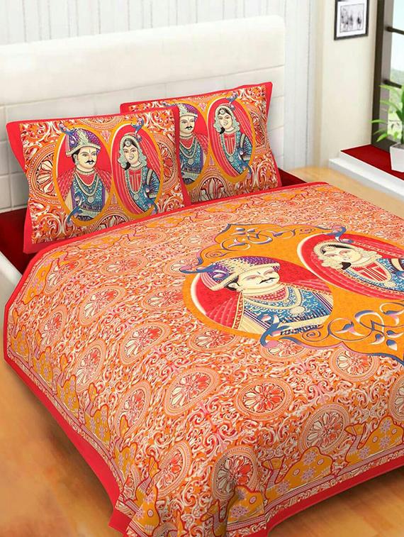 COTTON DOUBLE BED SHEET WITH 2 PILLOW COVERS - 15433260 - Zoom Image - 1